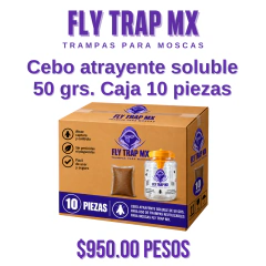 Cebo Atrayente para Trampas Reusables 100% orgánico 50grs Caja 10 Pzas