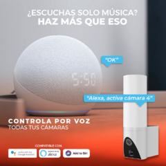 Imagen de Cámara de Monitoreo 300° con Lámpara Inteligente WiFi Exteriores, Altavoz y Micrófono, Visión Nocturna, Compatible con App móvil y Asistentes de voz