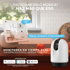 Cámara de Monitoreo 360° Inteligente WiFi Interiores, Altavoz y Micrófono, Visión Nocturna, Compatible con App móvil y Asistentes de voz - comprar en línea