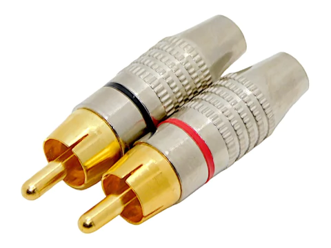 Juego Ficha Conector Rca Macho Metalica Roja Y Negra