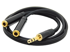 Cable Adaptador Audio Trs A 2 Plug Hembra Mono Gold Premium Hamc en internet