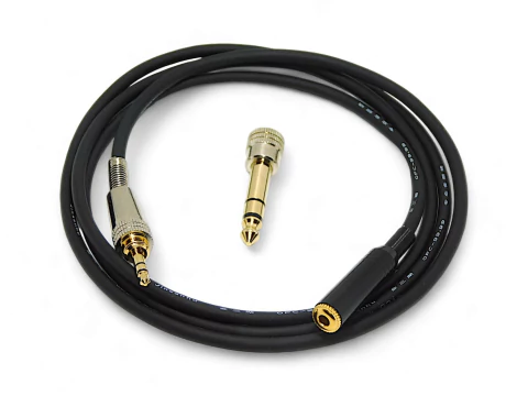 Cable Trs !/8 Macho con Rosca Exterior +Adaptador 1/4 a Trs 1/8 Hembra Gold Premium