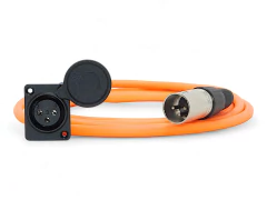 CABLE CANON XLR HEMBRA CHASIS CON COBERTOR A CANON XLR MACHO TIPO NEUTRIK NARANJA FLUOR