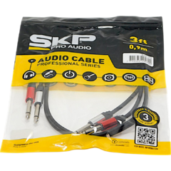 Juego Cable Plug/Ts a Plug /Ts Skp Pro Audio Modelo TT40 Hamc 0,90Mts - HAMC