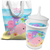 5 Kits Com Sacola Copo E Baldinho Fundo Do Mar Rosa