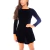 Vestido Manga Longa Gola Careca Godê Veludo Preto - comprar online