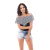 Body Ciganinha V Preto com Babado Listrado Branco e Preto - Moda Vício