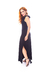 Vestido Longo Regata Gola Ampla com Fenda na Lateral Preto