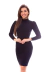Vestido Mídi Justo Gola Alta Manga Longa Princesa Preto