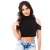 Cropped Ombro A Mostra Manga Curta Feminino Preto