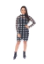 Vestido Justo Manga Longa Gola Alta Tule Xadrez Preto e Branco - Moda Vício