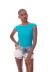 Body Manga Curta Decote Costas Com Bojo Azul Turquesa - Moda Vício