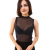 Blusa Regata Gola Alta Tule Poá Feminino Preto