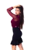 Blusa Gola Alta Manga Longa Com Decote Tule Feminino Vinho - loja online