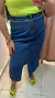 Saia Jeans Mídi Recorte Vazado - Moda Vício