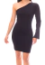 Vestido Justo Manga Longa Flare Um Ombro Só Preto - loja online