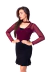 Blusa Gola Alta Manga Longa Com Decote Tule Feminino Vinho - comprar online