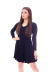 Vestido Manga Longa Decote V Com Babado Barra Preto