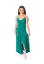 Vestido Longo Alça Fina com Transpasse e Fenda Frente Verde Escuro