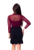 Blusa Gola Alta Manga Longa Com Decote Tule Feminino Vinho - Moda Vício