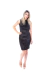 Vestido Regata Mídi Justo Gola Alta Veludo Preto