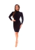 Vestido Mídi Justo Gola Alta Manga Longa Princesa Preto - loja online