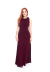 Vestido Longo Regata Gola Ampla com Fenda na Lateral Vinho