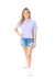 T-shirt Cropped Com Bolso Feminino Lilás - Moda Vício
