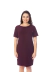Vestido Manga Curta Camiseta Com Bolso Vinho