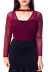 Blusa Gola Alta Manga Longa Com Decote Tule Feminino Vinho na internet