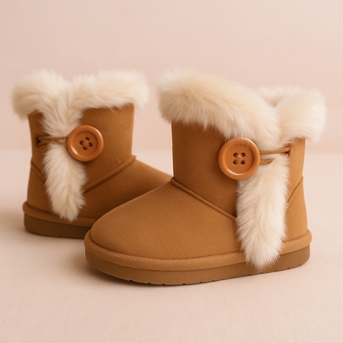 Bota gamuza - piel boton camel - comprar online