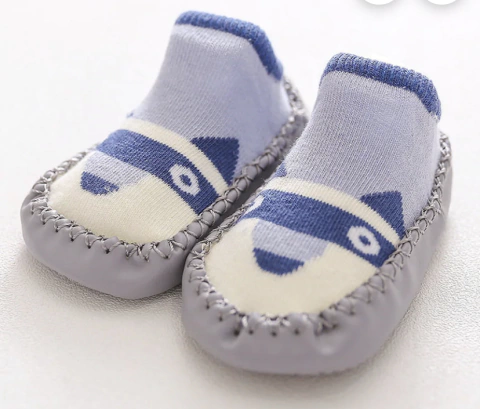 Pantumedias con suela antideslizante Zorrito azul