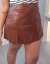 Short Saia Couro Marrom