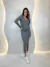 Vestido Midi Canelado Decote V
