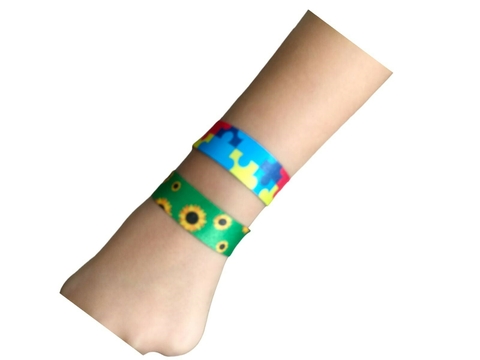 2 pulseiras infantis de autismo ou girassol
