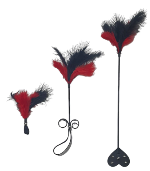 Kit x3 Plumas y Fusta Erotica Bdsm Bondage Tickling Fetiche