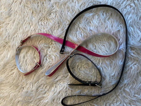 Collar con Correa de Charol con Mosquetón BDSM - comprar online