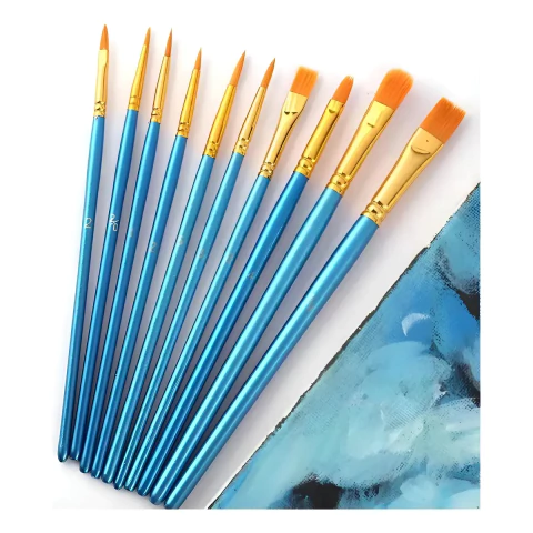 SET DE 10 PINCELES PARA PINTAR CON OLEO SINTETICO Y ACUARELA