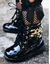 Bota Infantil Coturno Feminina Preta com Corrente Moda Blogueirinha - comprar online