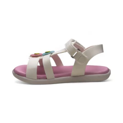 Sandalia Tira Abrojo Aplique Flor Napa Bibi (1188151NP) - Mousse Calzados