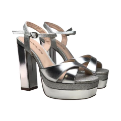Sandalia Tiras Cruzadas Combinada C/ Plataforma Tacon 11 1/2 Metalizado Gliter Chocolate (1990002MZ)