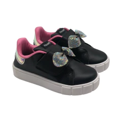 Zapatilla Abrojo Aplique Moño C/Strass Napa PéComPé (28741NP)