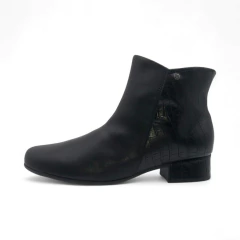 Bota Recortes Taco 2 1/2 Cierre Interno Combinada Napa Croco Piccadilly (145058NP) - Mousse Calzados