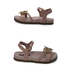 Sandalia Aplique Mariposa/Strass Base Goma Tiras Napa PéComPé (36107NP) - comprar online