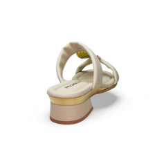 Zueco Tira Aplique Ribette Dorado Taco 3 1/2 napa Piccadilly (475001NP)