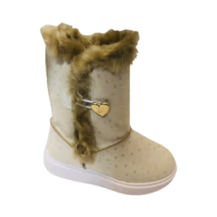 Bota Larga Peluche Aplique Corazon Camurca Molekinha (2172104CM)