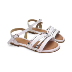 Sandalia Tiras Detalle Flor Napa Metalizado Molekinha (21571095NP)