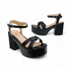 Sandalia Plataforma Tiras Cruzadas Taco 8 1/2 Napa Lurex Zafiro (276NP) - comprar online