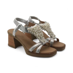 Sandalia Empeine Perlas Tacón 7 1/2 Nobuck Mousse (1005GW)