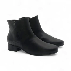 Bota Recortes Taco 2 1/2 Cierre Interno Combinada Napa Croco Piccadilly (145058NP)
